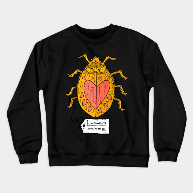 golden love bug, i love you dearly. cute vintage artwork. Crewneck Sweatshirt by JJadx